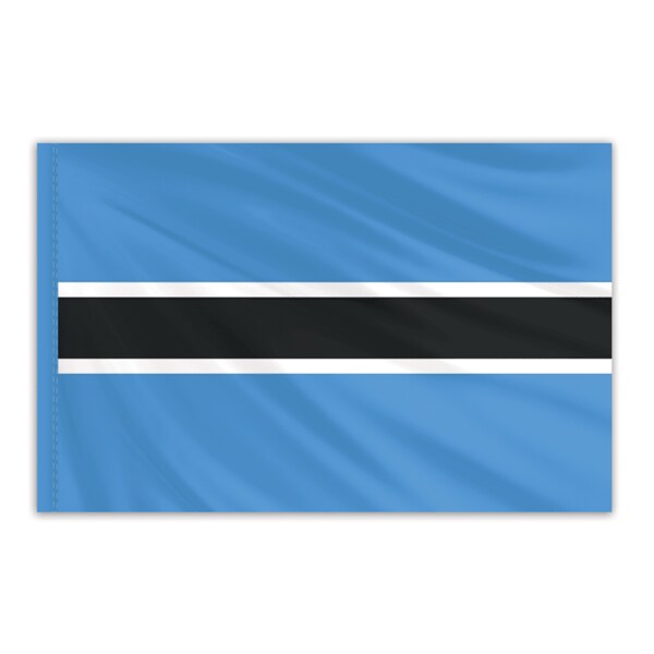 Global Flags Unlimited Botswana Indoor Nylon Flag 3'x5' with Gold Fringe 201333F